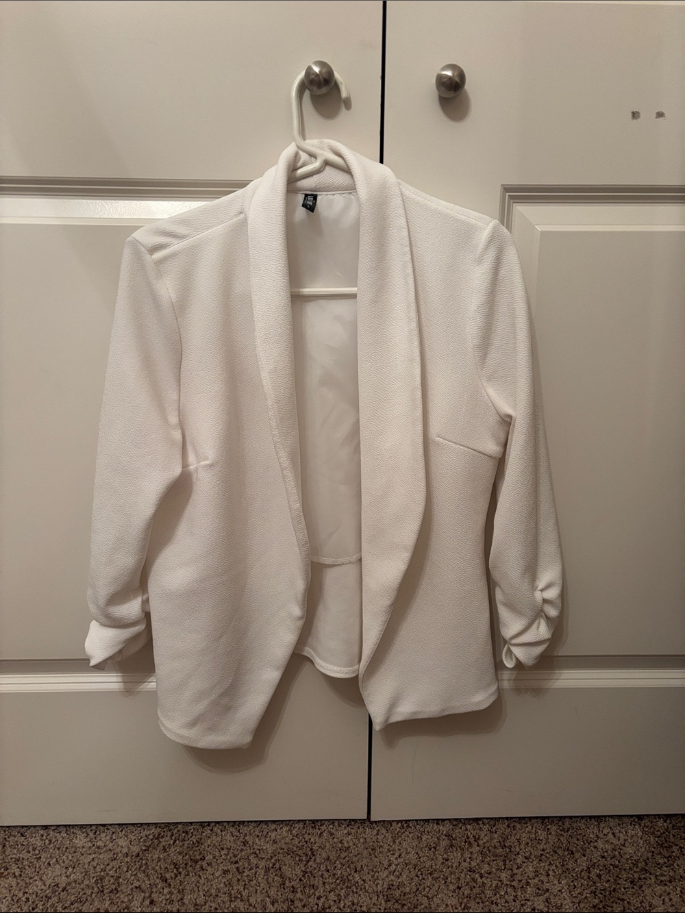 Women’s White Open-Front Shawl Collar Blazer